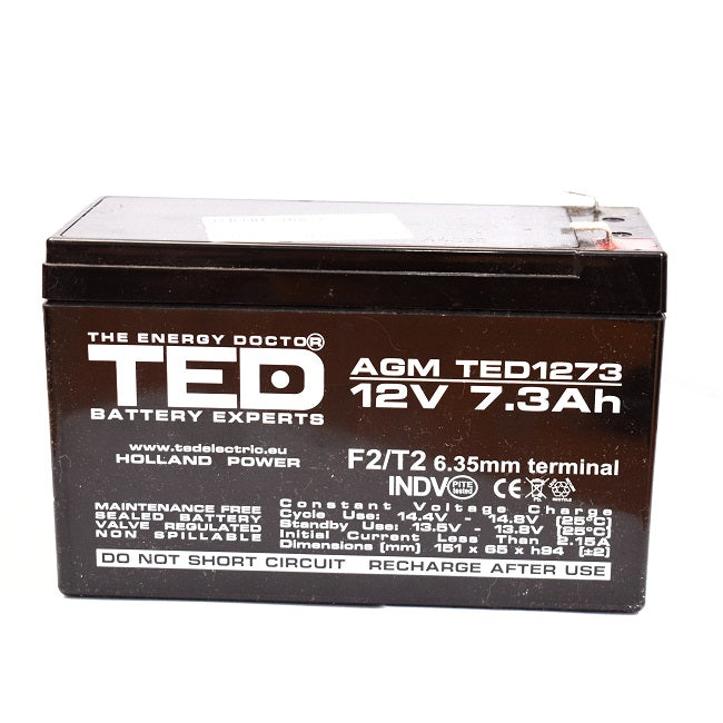 ACUMULATOR AGM VRLA 12V 7.3AH F2 TED