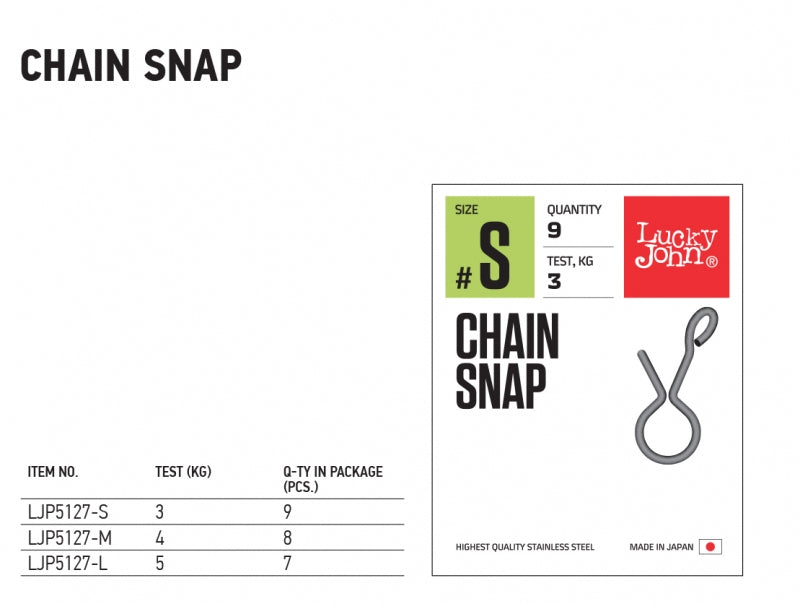 AGRAFA RAPIDA LUCHY JOHN CHAIN SNAP LJP5127 Marime: L 7buc/plic 5kg