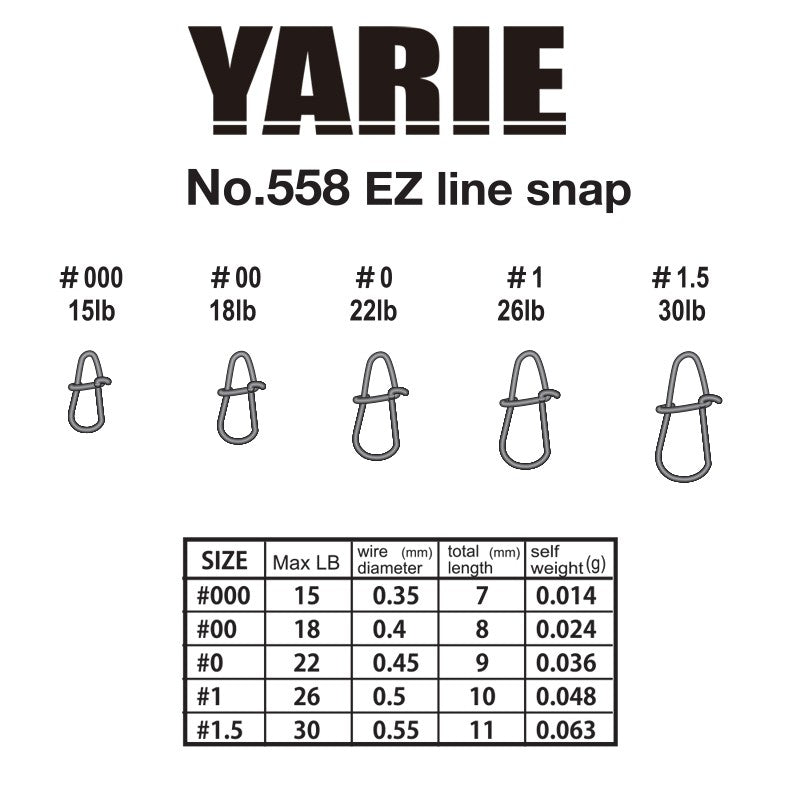AGRAFA RAPIDA YARIE 558 EZ LINE SNAP Nr. 1.5 30lb 11BUC/PLIC