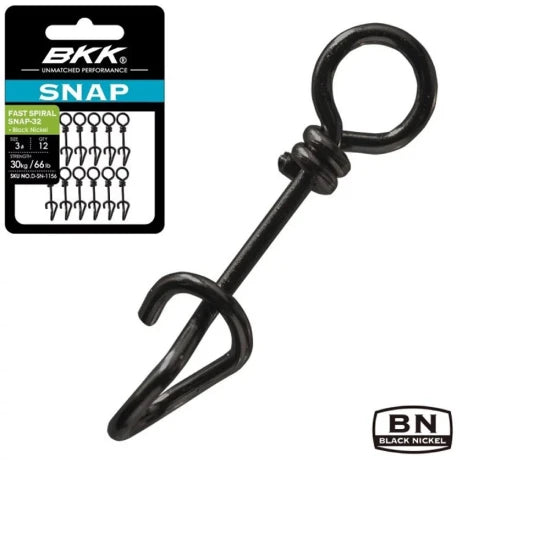 Agrafa Bkk Fast Spiral Snap-32 Black Nickel Nr.04 / 77lbs , 10buc/pac