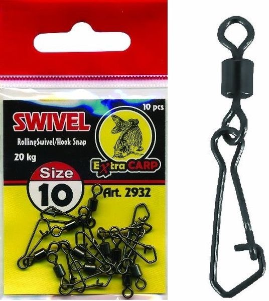 Agrafa Extra Carp Cu Vartej Rolling Swivel With Snap, 7kg, Nr.18, 10buc/pac