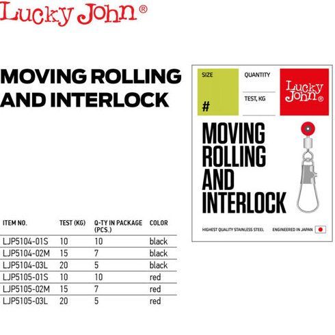 Agrafa Interlock Lucky John cu Vartej si Margea Culisanta  Black, Nr.3, 20kg, 5buc/pac