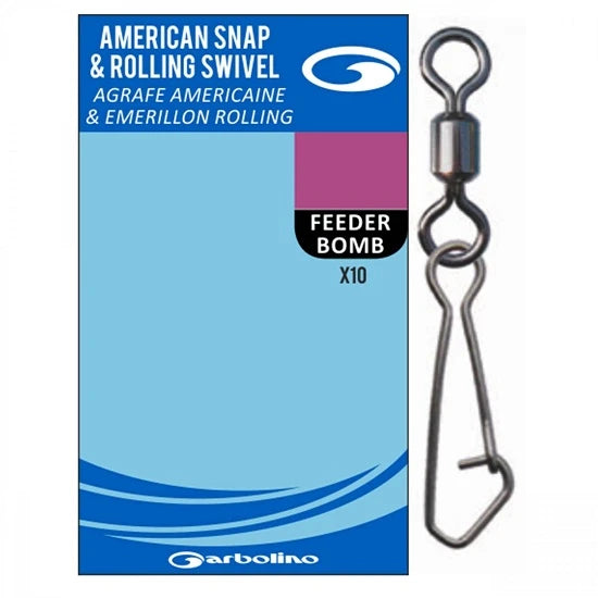 Agrafa Cu Vartej Garbolino American Snap Rolling Swivel, Nr.8, 10buc/pac