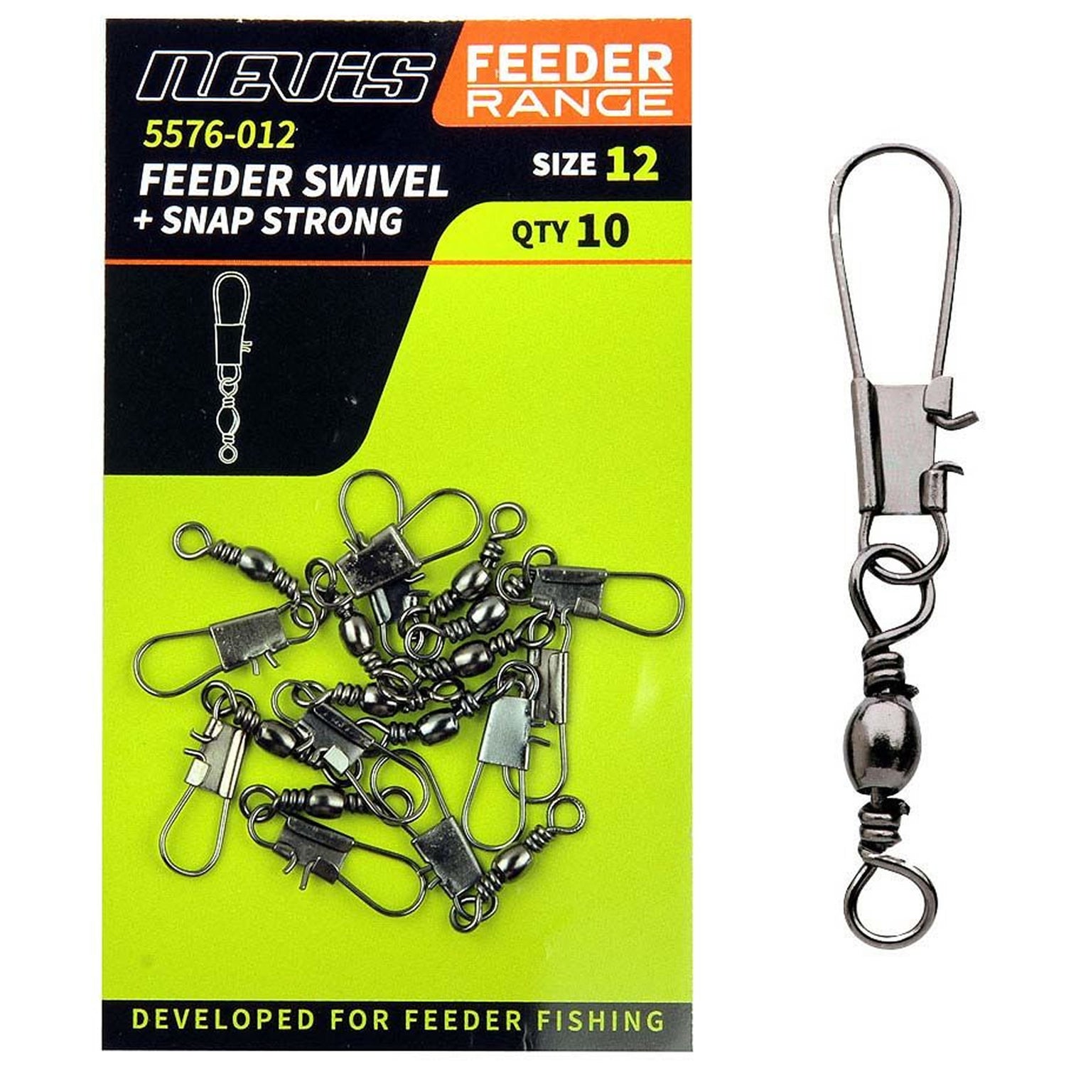 Agrafa cu Vartej Nevis Feeder Swivel + Snap Strong Nr.12, 10buc/pac