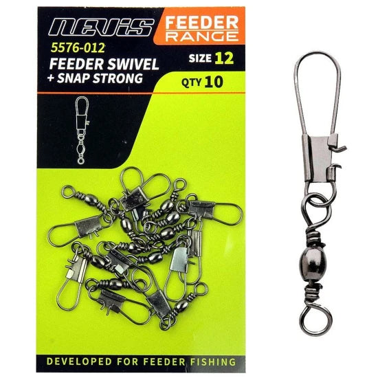 Agrafa Cu Vartej Nevis Feeder Swivel + Snap Strong Nr.14, 10buc/pac