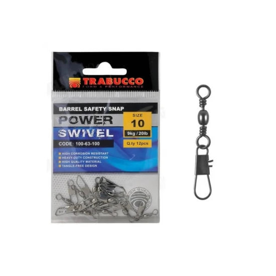 Agrafa Cu Vartej Trabucco Power Swivel Nr.12, 12buc/pac