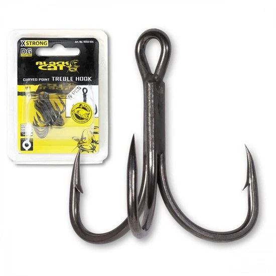 Ancora Black Cat No.2/0 Curved Point Treble Hook Dg Coating