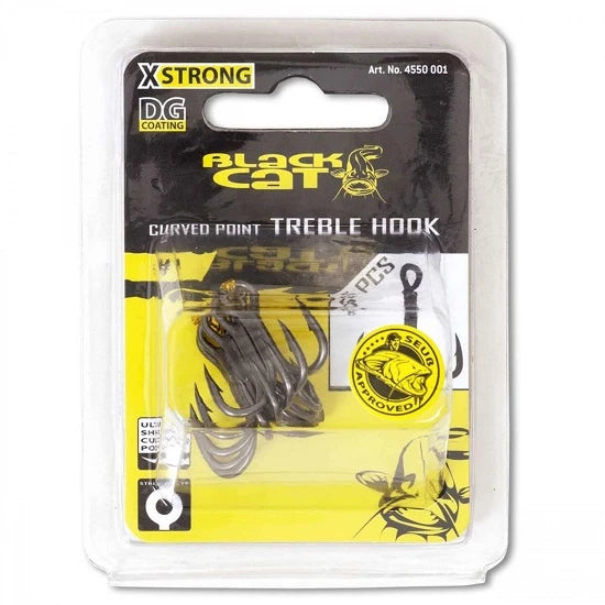 Ancora Black Cat No.2/0 Curved Point Treble Hook Dg Coating