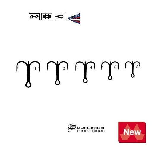 Ancora Tripla Scurta Mustad Tr58bln, Nichel, Nr.2 6buc/plic