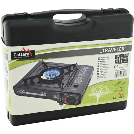 Aragaz Cattara Traveler, 2200w, Piezzo, 1.8kg, 150g/h - Tt13590, 34x11x28cm