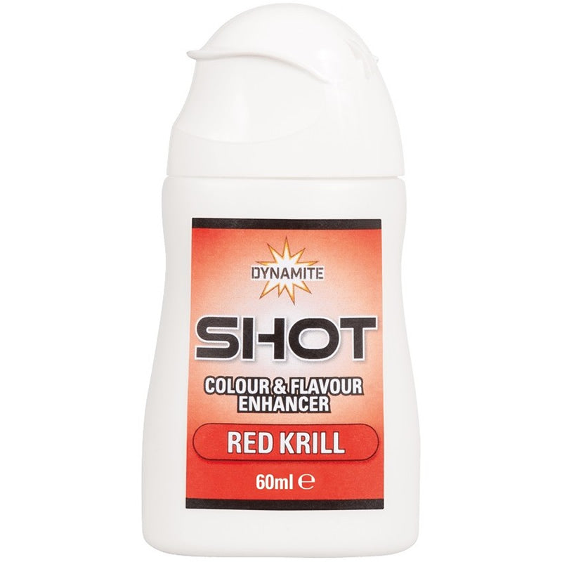 Atractant DYNAMITE BAITS Colour &amp; Flavour Enhancer Shot, Krill, Red, 60ml
