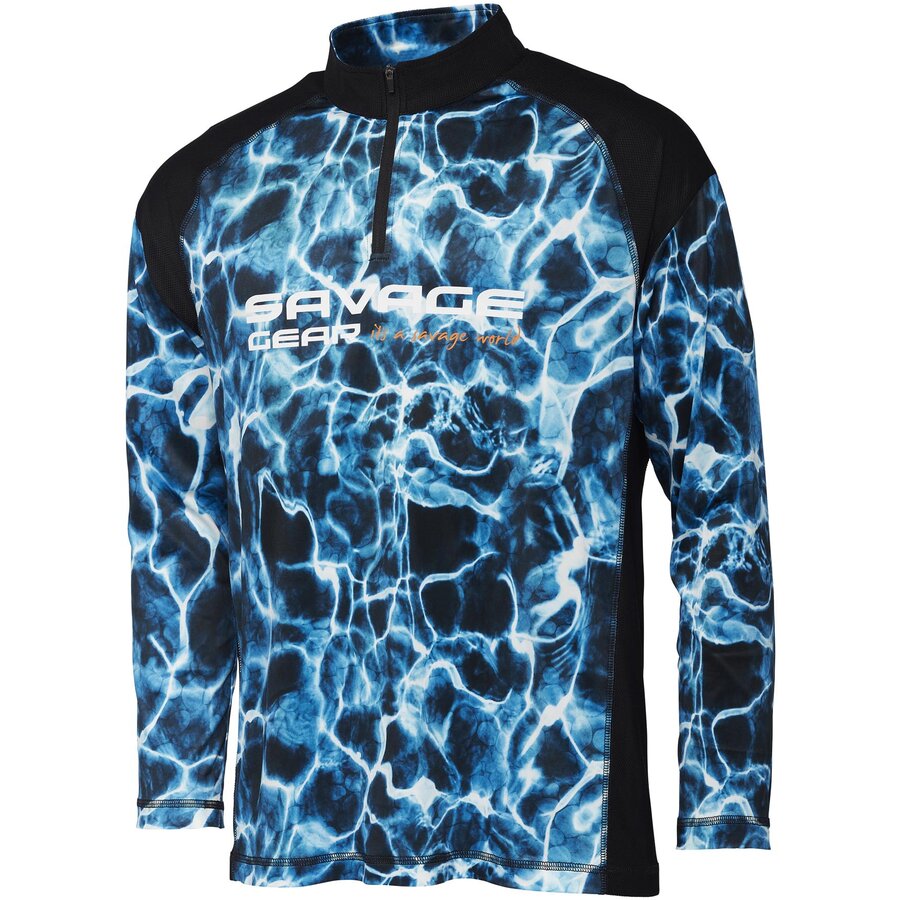 BLUZA SAVAGE GEAR MARINE UV LONG SLEEVE TEE SEA BLUE MARIME L