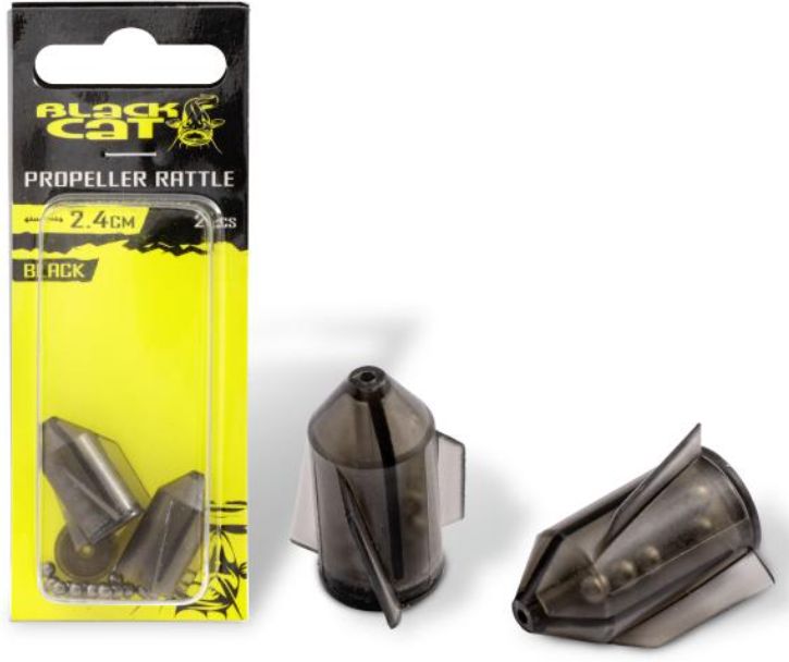 Black Cat Propeller Rattle Rotates Catfish Accessories, Black, 3cm, 2buc/pac