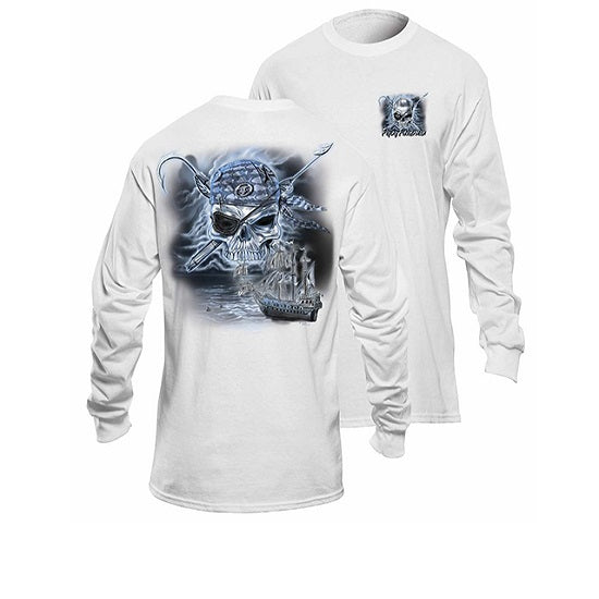 Bluza Flying Fisherman Midnight Angler Pirate White Long Sleeve Tee M