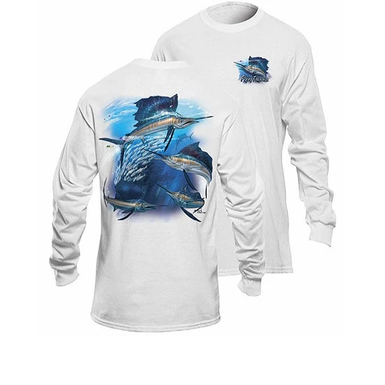 Bluza Flying Fisherman Sailfish Frenzy White Long Sleeve Tee Xl