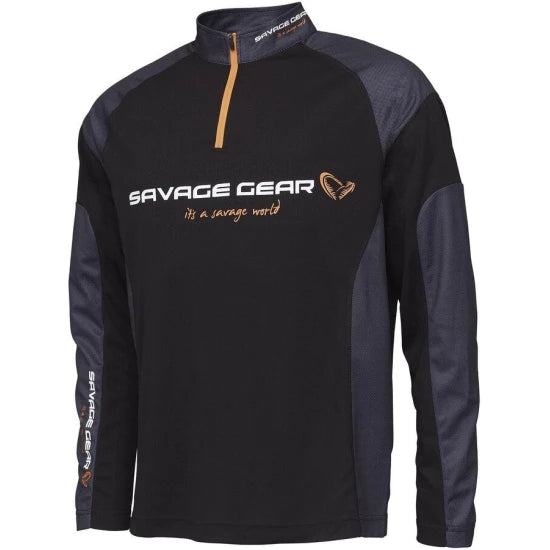 Bluza Savage Gear Tournament Gear 1/2 Zip, Black Ink, Marimea S