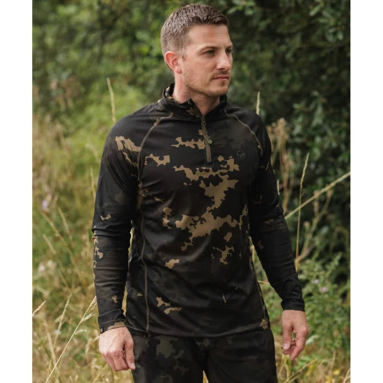 Bluza Uv Korda Kool Upf Zip Jersey, Dark Kamo, Marimea S