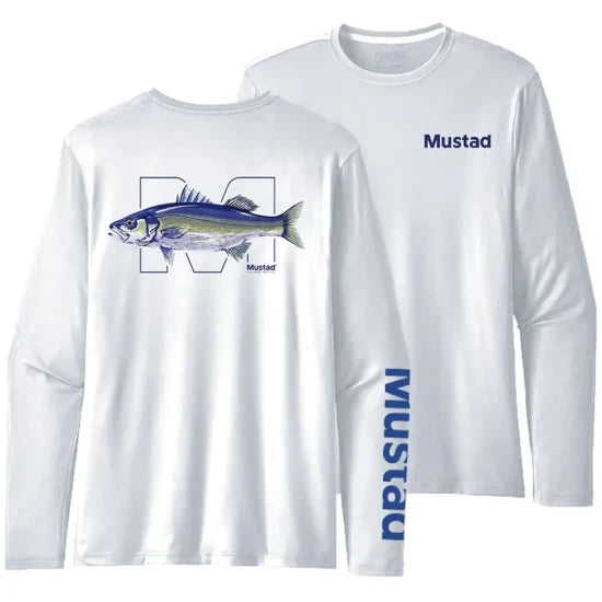 Bluza Uv Mustad Seabass Longsleeve, White, Marime S