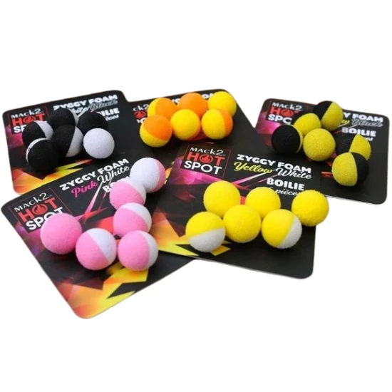 Boilies Artificial Mack2 Ziggy Foam Boilie Two Tone, 12mm, Alb-roz, 6buc/pac