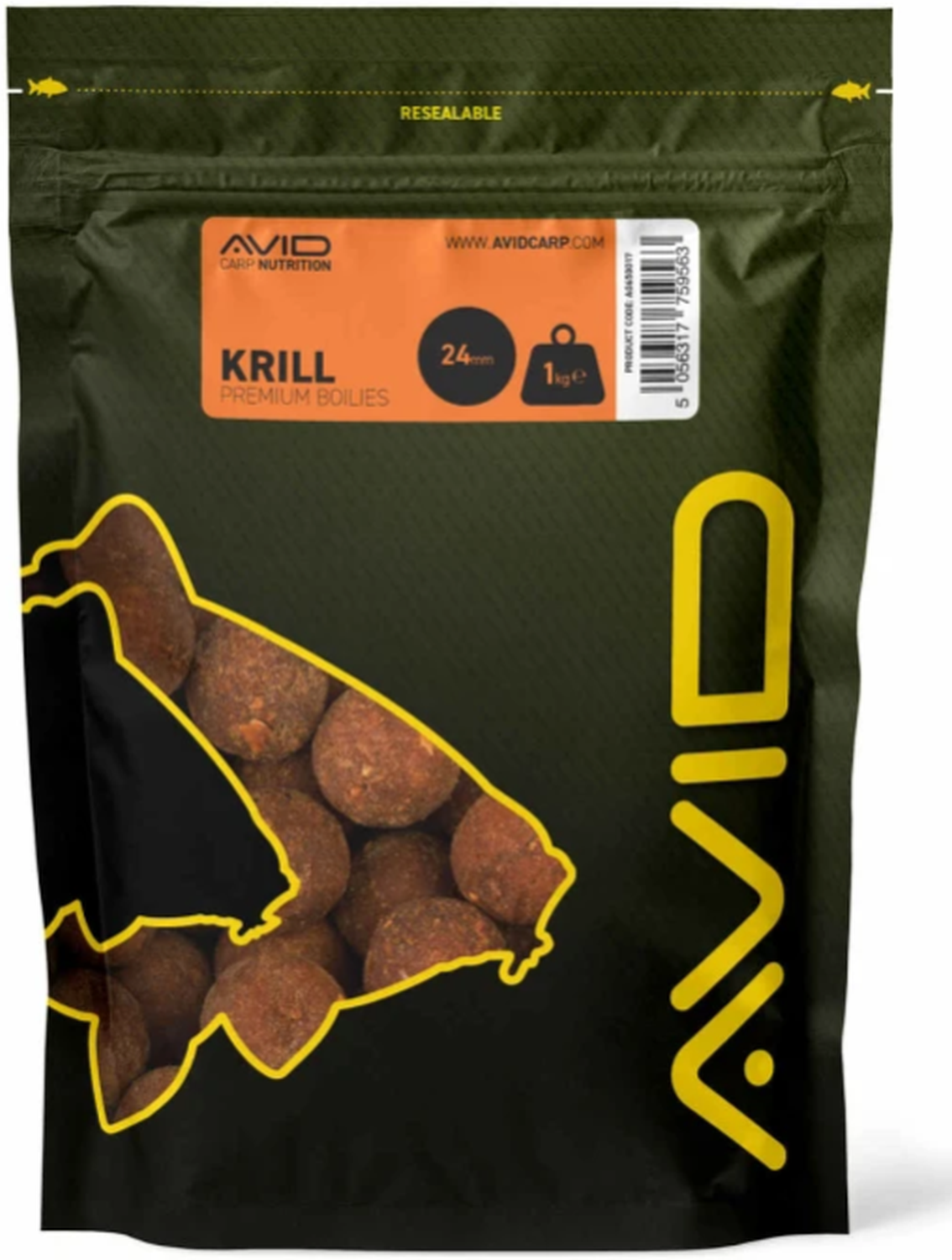 Boilies Avid Premium, Krill, 24mm, 1kg