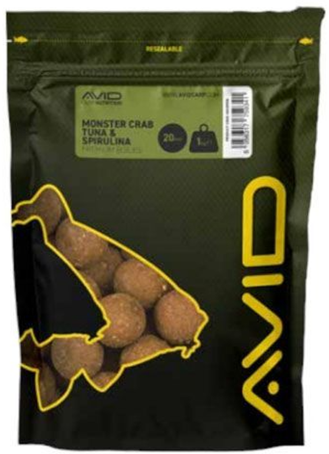 Boilies Avid Premium, Monster Crab Tuna Spirulina, 24mm, 1kg