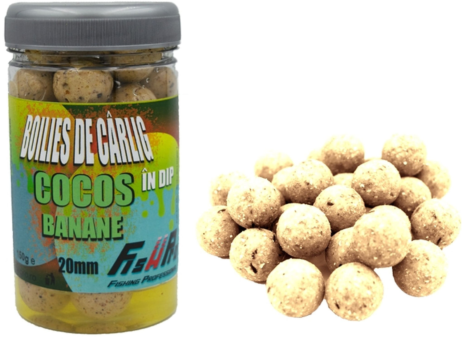 Boilies De Carlig Fish Pro Dipuit, Cocos Banane, 20mm, 150g