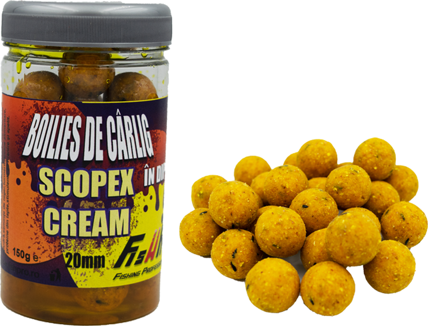 Boilies De Carlig Fish Pro Dipuit, Scopex Cream, 20mm, 150g