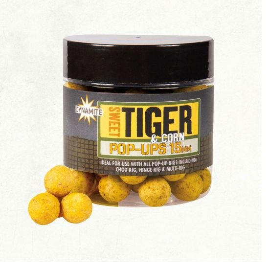 Boilies Dynamite Baits Sweet Tiger &amp; Corn Pop-ups 15mm