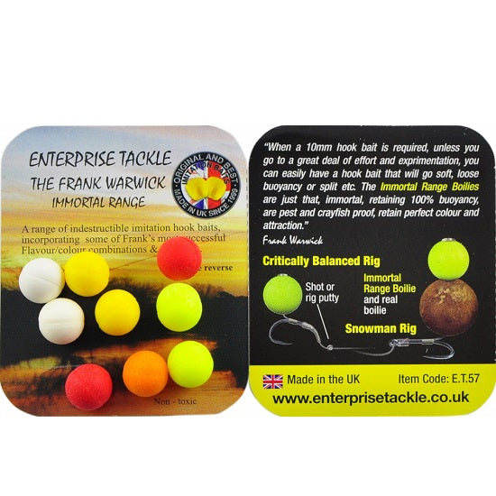 Boilies Enterprise Tackle Immortal Range Mixed Colours by Frank Warwick