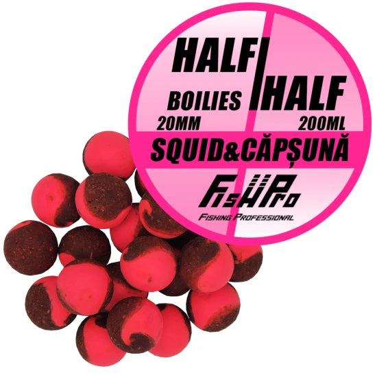 Boilies Fish Pro Half-half, Squid Capsuna, 20mm, 200ml