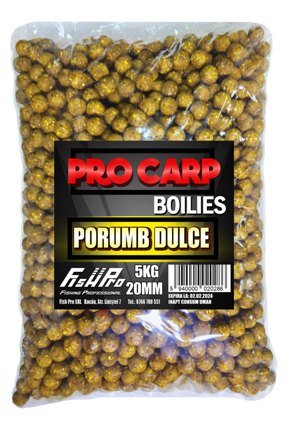 Boilies Fish Pro Carp, Porumb Dulce, 20mm, 5Kg