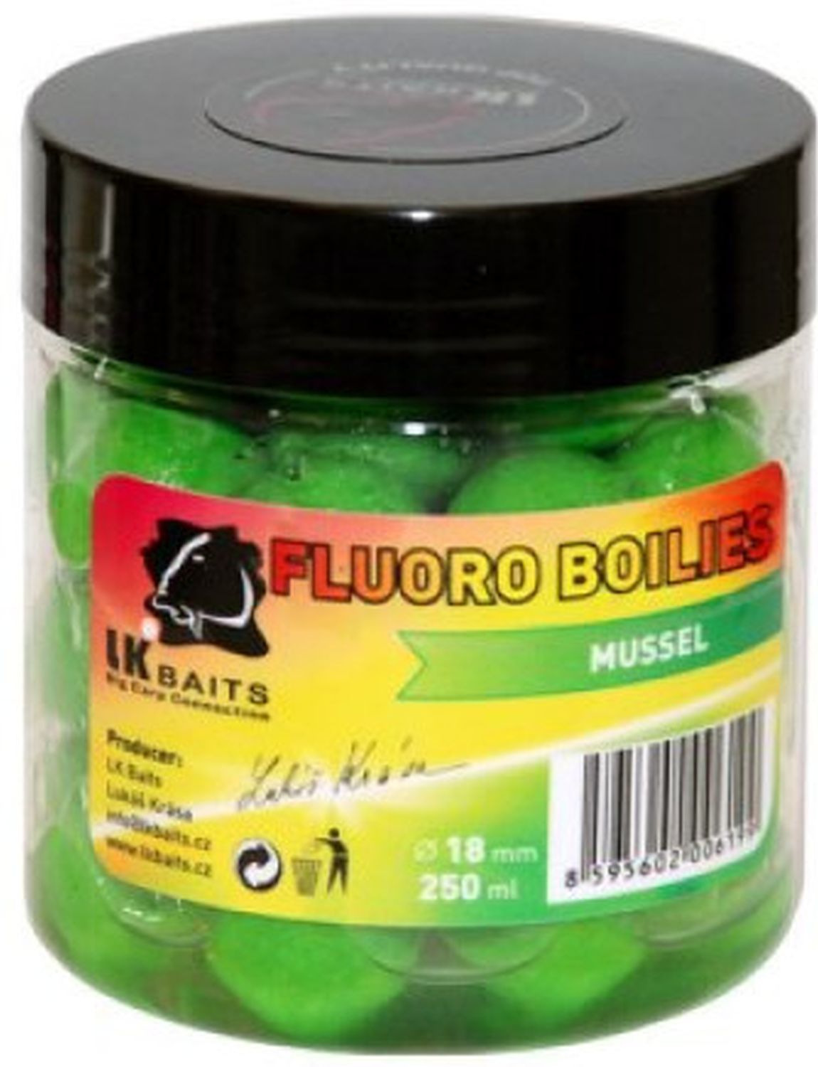 Boilies LK BAITS Fluoro Tare, Scoica, Verde, 18mm, 250ml