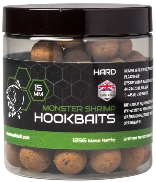 Boilies Nash Hard Hookbaits, Monster Shrimp, 15mm, 125g