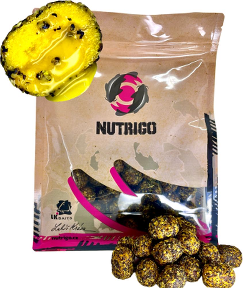 Boilies Solubil Cu Miez Lichid Nutrigo Feed-Ex, Miere Si Rapita, 20mm, 800g