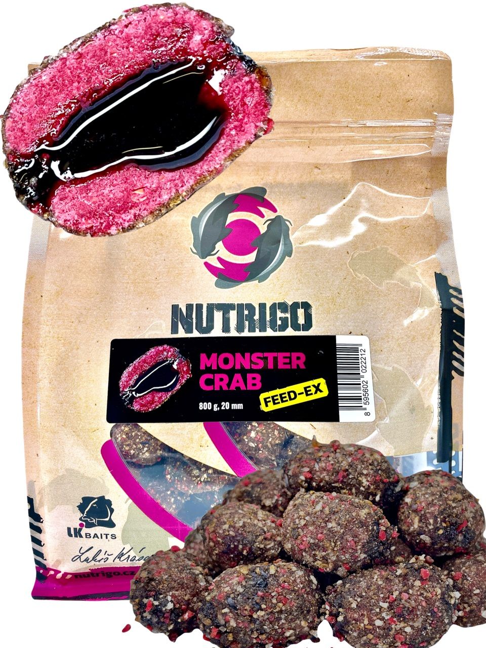 Boilies cu Miez Lichid LK BAITS Nutrigo Feed-Ex, Monster Crab, 20mm, 800g