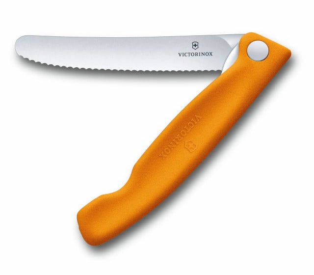 Briceag Cutit Pliabil Victorinox, Swiss Classic Paring Knife, Lama Zimtata 11cm, Portocaliu