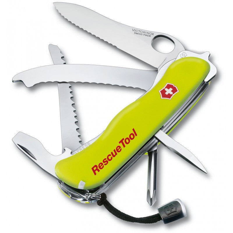 Briceag Multifunctional Rescue Tool, 11.1 cm, Teaca Nylon, Galben Fluo, Blister