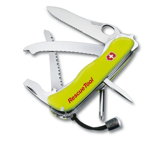 Briceag Multifunctional Rescue Tool, 11.1 cm, Teaca Nylon, Galben Fluo