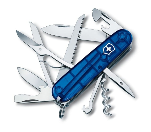 Briceag Multifunctional Victorinox Huntsman, Albastru Transparent, 9.10cm