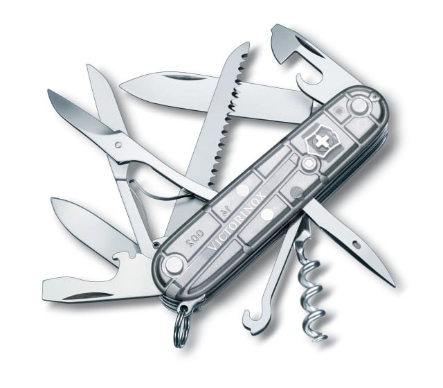 Briceag Multifunctional Victorinox Huntsman Silvertech, Argintiu Transparent, 9.10cm