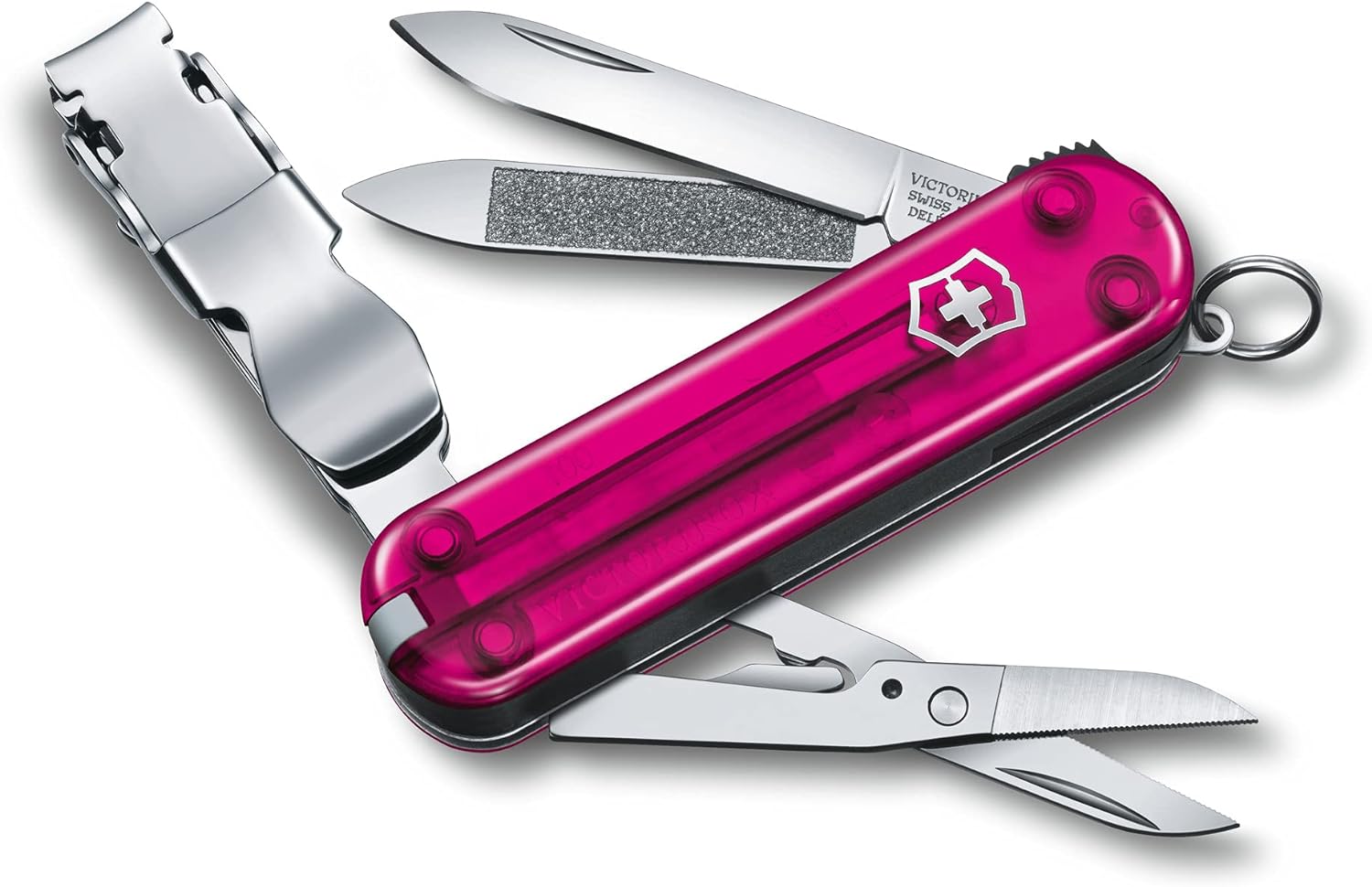 Briceag Multifunctional Victorinox, Nail Clip 580, 6.5cm, Roz Transparent