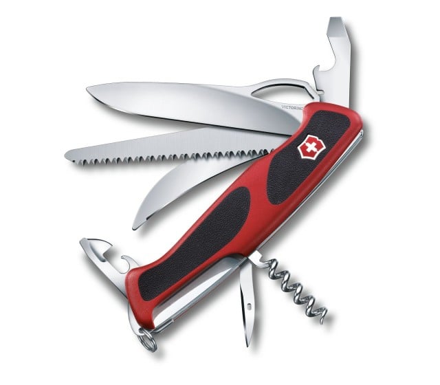 Briceag Multifunctional Victorinox RangerGrip 57 Hunter One Hand, Negru/Rosu, 13cm