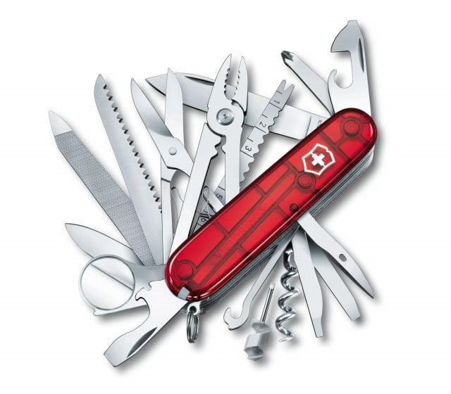 Briceag Multifunctional Victorinox SwissChamp, Rosu Transparent, 9.10cm