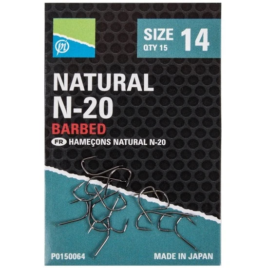 Carlige Cu Micro Barbeta Preston Natural N-20, 15buc/plic Nr.10