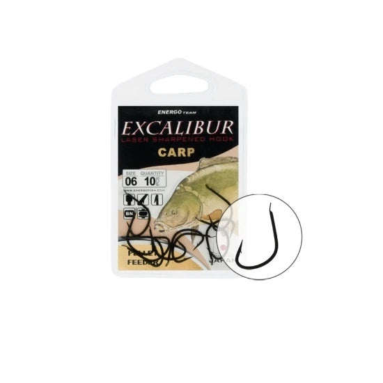 Carlige Energo Team Excalibur Pellet Feeder Black Nr 6 10buc/plic