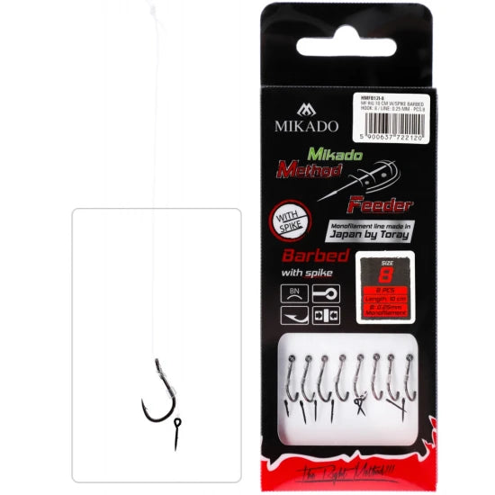 Carlige Legate Mikado Method Feeder Rig 10cm Nr.8 0.25mm 8buc/plic