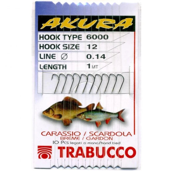 Carlige Legate Trabucco Akura 6000 Fir 0.10mm Nr.18 10buc/plic