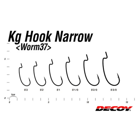 Carlige Offset Decoy Worm 37 Kg Narrow Nr.3 9buc/plic