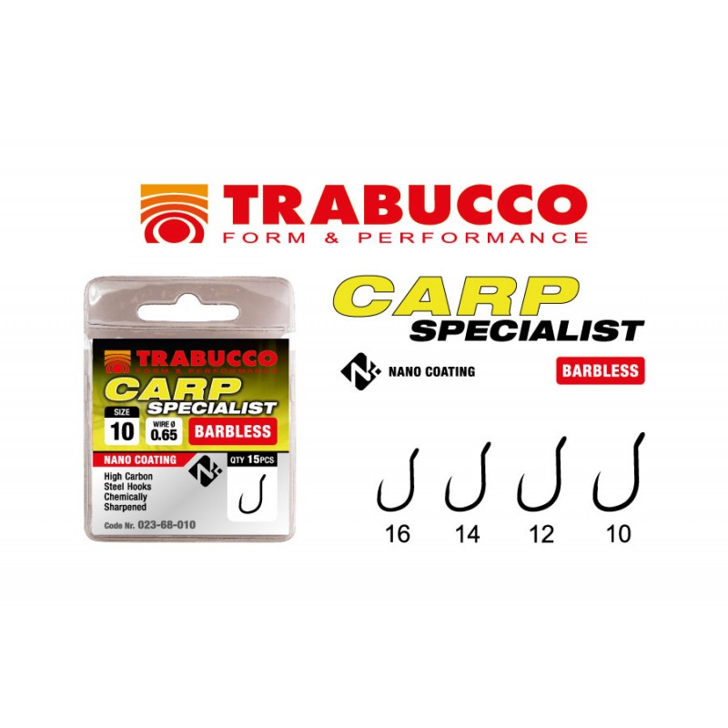 CARLIGE TRABUCCO CARP SPECIALIST BARBLESS EYE 15buc/plic nr.16