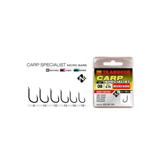 Carlige Trabucco Carp Specialist Micro Barb 15buc/plic Nr.14